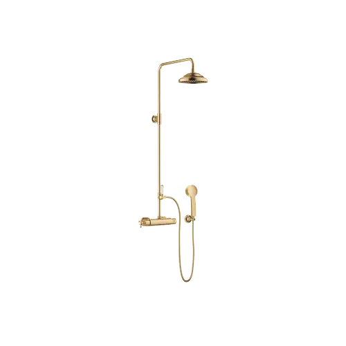 MADISON Application Showerpipe avec thermostat de douche 200 mm - Laiton brossé (Or 23cts) - Set contenant 3 articles