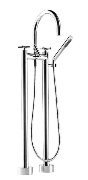 TARA Two-hole bath mixer for free-standing assembly with hand shower set - Brushed Dark Bronze (PVD) - 25 943 892-43 0050