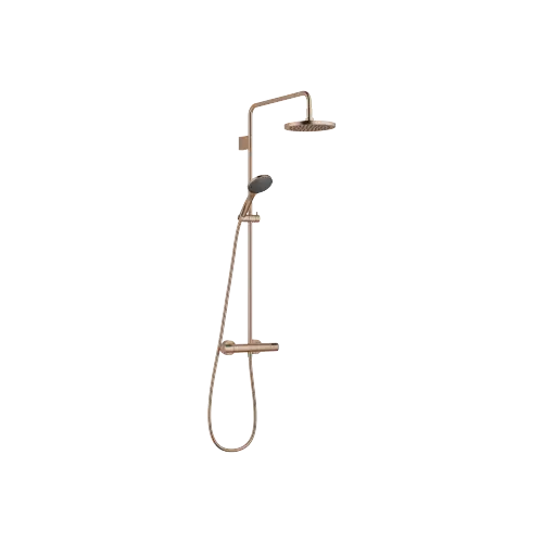Showerpipe with shower thermostat with hand shower set FlowReduce 220 mm - Brushed Bronze (PVD) - 34 466 979-42 0050