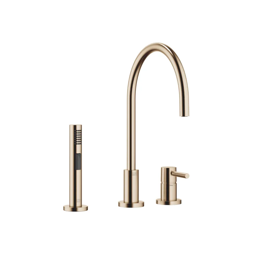 TARA Brushed Champagne (22kt Gold) Kitchen faucets Twohole mixer with individual rosettes with
