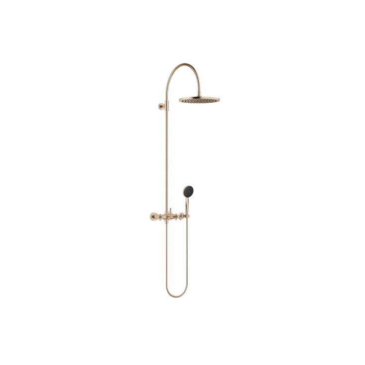 TARA Shower pipe with shower mixer 300 mm - Brushed Champagne (22kt Gold) - Set containing 2 articles