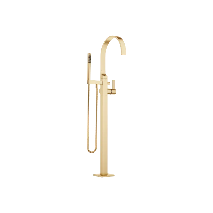 MEM Miscelatore monocomando vasca con tubo verticale per montaggio indipendente con doccetta e flessibile - Ottone spazzolato (Oro 23k) - 25 863 782-28
