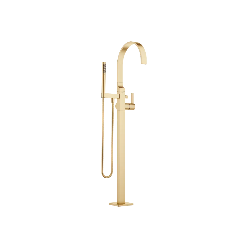 MEM Single-lever bath mixer with stand pipe for free-standing assembly with hand shower set - Brushed Durabrass (23kt Gold) - 25 863 782-28
