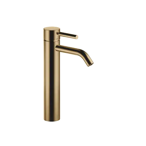 META Single-lever basin mixer with raised base without pop-up waste - Brushed Dark Brass (PVD) - 33 537 660-39
