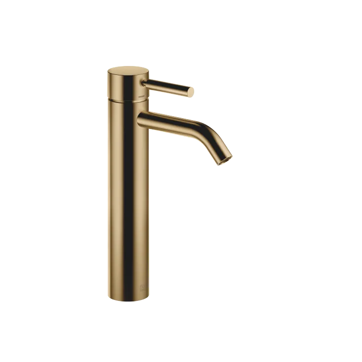 META Single-lever basin mixer with raised base without pop-up waste - Brushed Dark Brass - 33 537 660-39