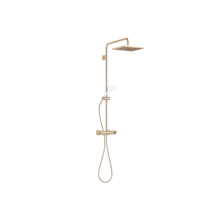 Showerpipe with shower thermostat without hand shower - Brushed Champagne (22kt Gold) - 34 459 980-46 0010