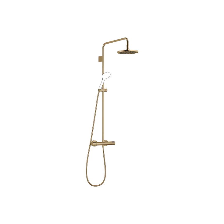 Showerpipe mit Brause-Thermostat ohne Handbrause FlowReduce - Dark Brass gebürstet - 34 464 979-39