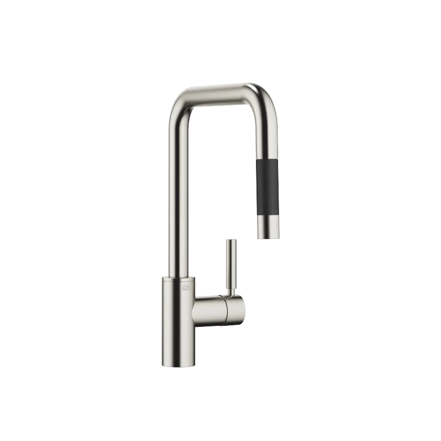 META SQUARE Single-lever mixer Pull-down with spray function - Brushed Platinum - 33 870 861-06 0010