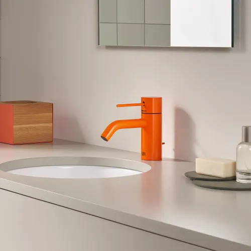 META META SLIM Mitigeur monocommande de lavabo avec garniture d'écoulement - Light Gold (PVD) - 33 501 662-26