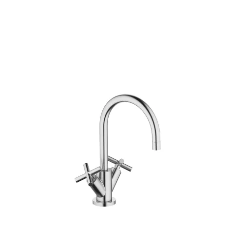 TARA Brushed Chrome Washstand faucets: Single-hole basin mixer with pop-up waste