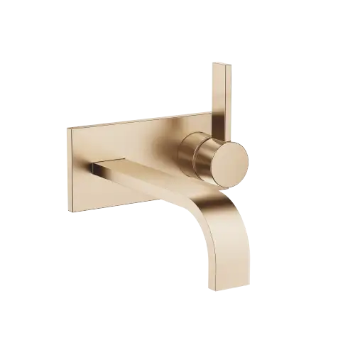 MEM Mitigeur monocommande de lavabo mural sur plaque de recouvrement sans garniture d’écoulement - Champagne brossé (Or 22cts) - 36 864 782-46