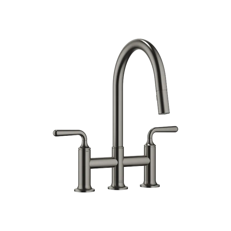VAIA Dreiloch-Brückenbatterie Pull-down mit Brausefunktion - Dark Platinum gebürstet - 19 870 809-99