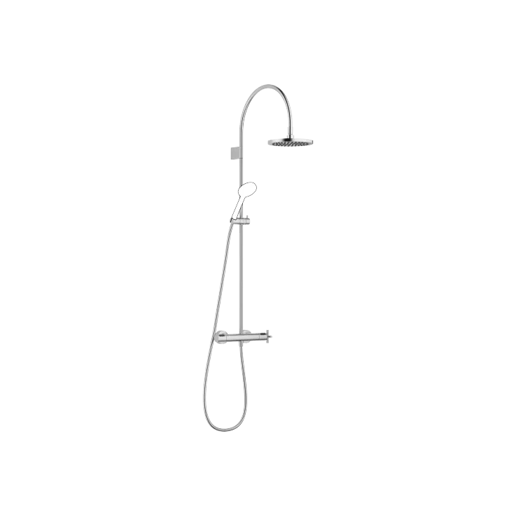 TARA Showerpipe mit Brause-Thermostat ohne Handbrause FlowReduce - Chrom gebürstet - 34 463 892-93