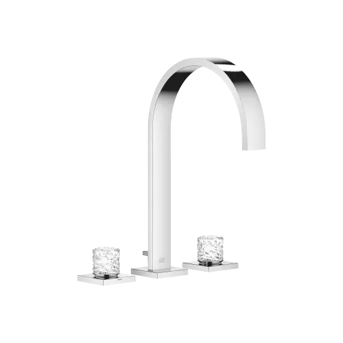 MEM Three-hole basin mixer with pop-up waste Glass Design ICE small - Chrome - Set containing 3 articles