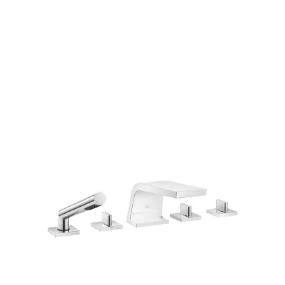 Five-hole bath mixer for deck mounting with diverter - Set containing 5 articles