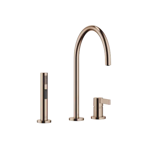 TARA ULTRA Two-hole mixer with individual flanges with side spray set - Brushed Bronze (PVD) - Set containing 2 articles