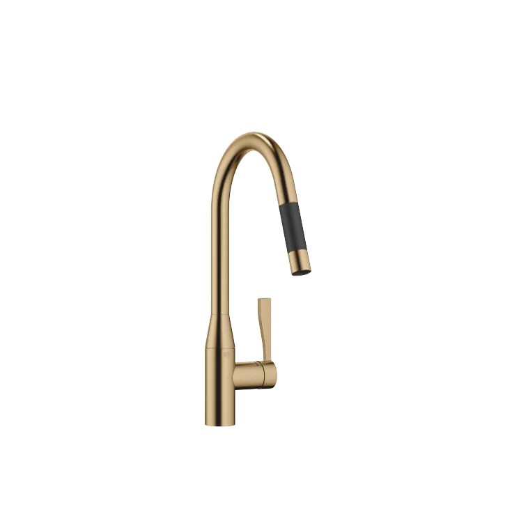 SYNC Single-lever mixer Pull-down with spray function - Brushed Dark Brass - 33 870 895-39