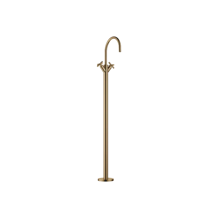 TARA Single-hole basin mixer with stand pipe without pop-up waste - Brushed Dark Brass - 22 585 892-39