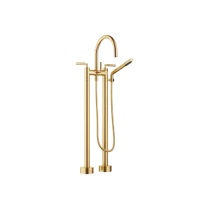 TARA Two-hole bath mixer for free-standing assembly with hand shower set - Brushed Durabrass (23kt Gold) - 25 943 882-28
