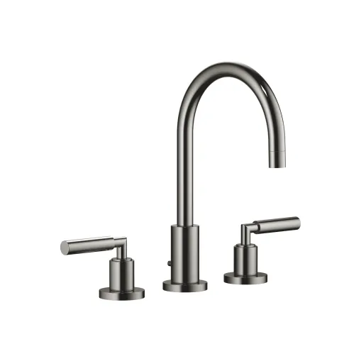 TARA Dark Chrome Washstand faucets: Three-hole basin mixer with pop-up waste