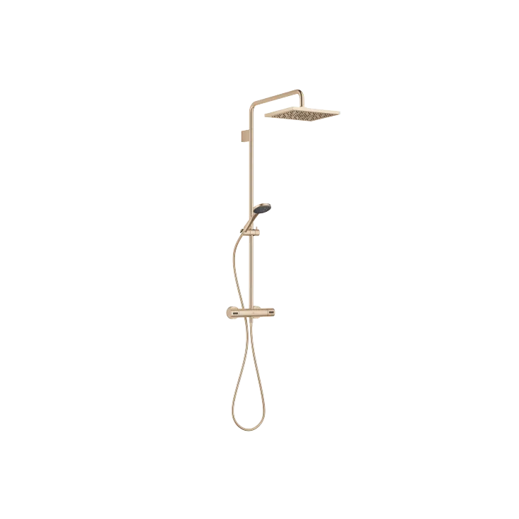 SYMETRICS Showerpipe with shower thermostat - Brushed Champagne (22kt Gold) - Set containing 2 articles