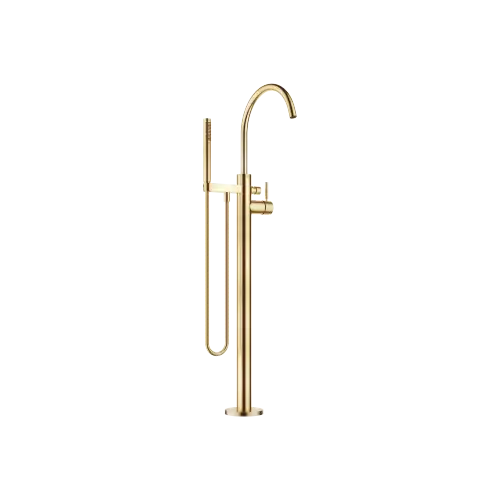 Single-lever tub mixer with stand pipe for freestanding installation with hand shower set - Brushed Gold (PVD) - 25 863 661-37