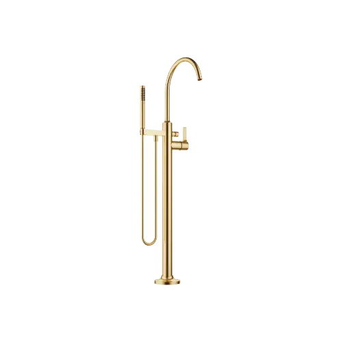 VAIA Single-lever bath mixer with stand pipe for free-standing assembly with hand shower set - Brushed Durabrass (23kt Gold) - 25 863 809-28 0050
