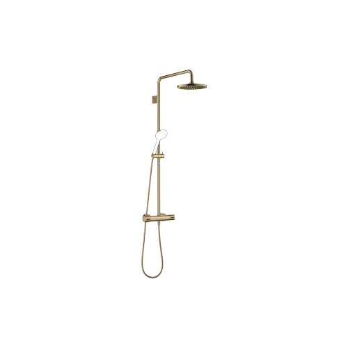 Showerpipe with shower thermostat without hand shower FlowReduce - Brushed Dark Brass (PVD) - 34 459 979-39