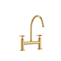 VAIA Two-hole bridge mixer for rinsing/Profi spray - Brushed Durabrass (23kt Gold) - 19 825 809-28