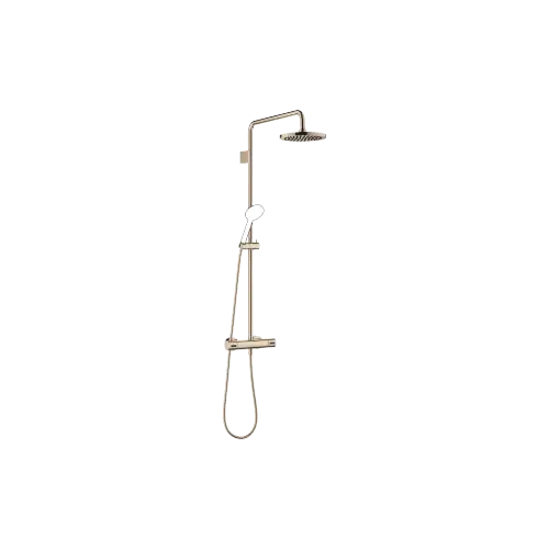 Showerpipe with shower thermostat without hand shower FlowReduce - Light Gold (PVD) - 34 459 979-26