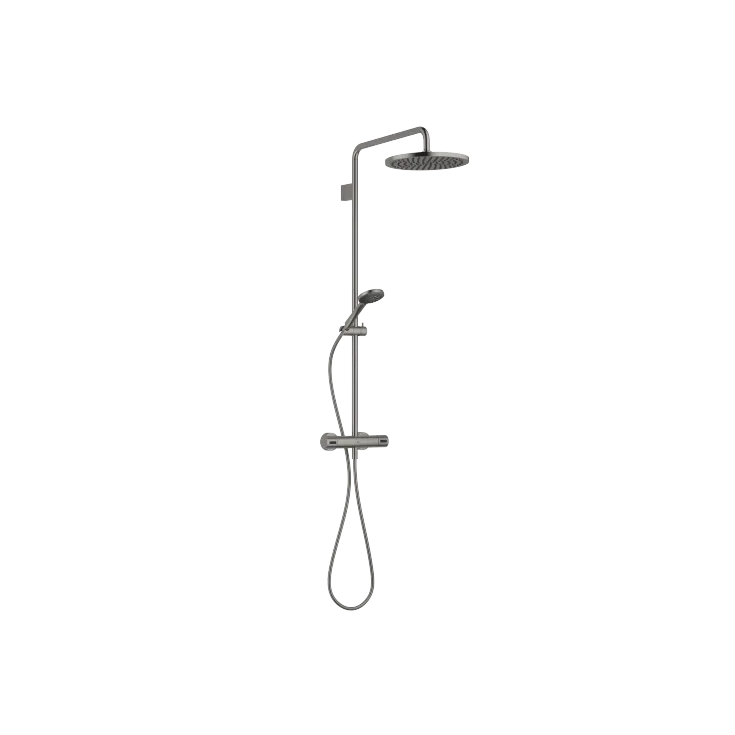 Showerpipe with shower thermostat - Brushed Dark Platinum - Set containing 2 articles