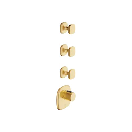 COYA xTOOL Thermostatmodul mit 3 Ventilen - Messing gebürstet (23kt Gold) - Set aus 4 Artikeln