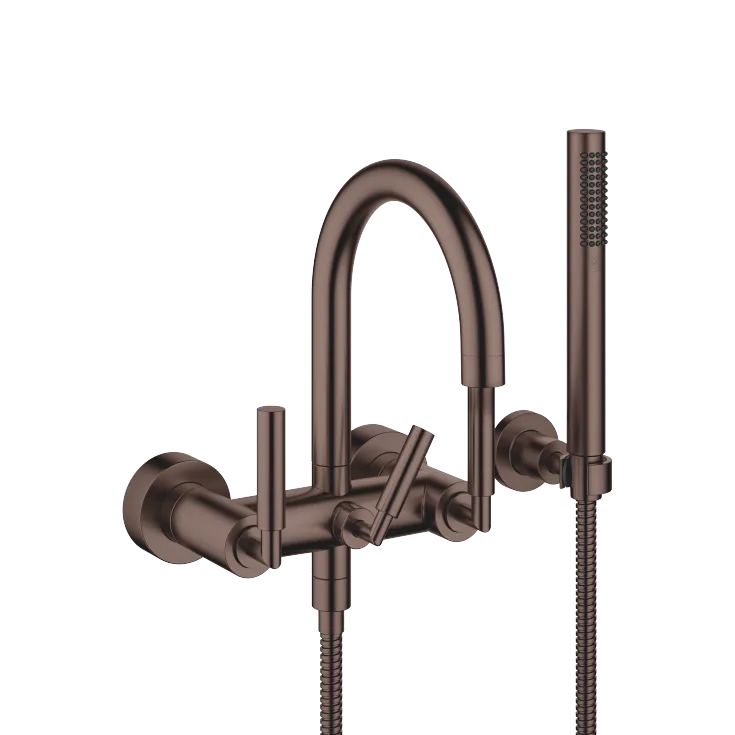 TARA Tub mixer for wall-mounted installation with hand shower set - Brushed Dark Bronze (PVD) - 25 133 882-43