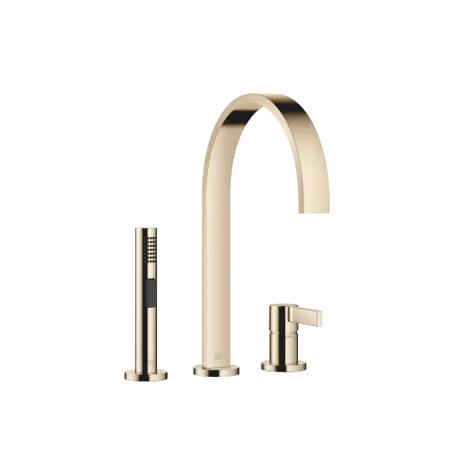 MEM Two-hole mixer with individual flanges with side spray set - Champagne (22kt Gold) - Set containing 2 articles