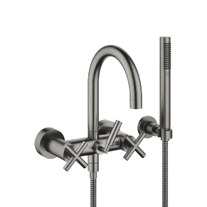 TARA Bath mixer for wall mounting with hand shower set - Brushed Dark Platinum - 25 133 892-99