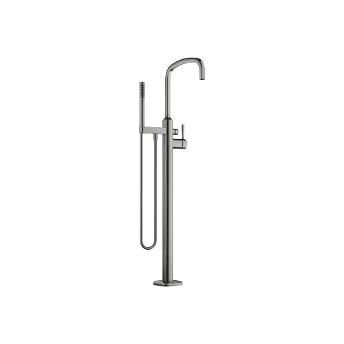COYA Single-lever bath mixer with stand pipe for free-standing assembly with hand shower set - Brushed Dark Platinum - 25 863 404-99