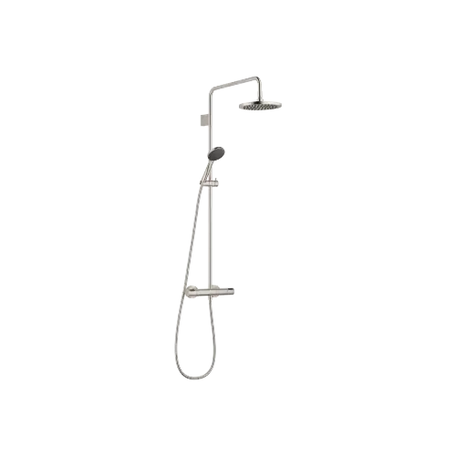 Showerpipe-Anwendung mit Brause-Thermostat FlowReduce 220 mm - Platin gebürstet - Set aus 2 Artikeln