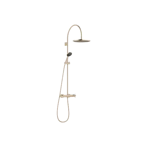 VAIA Showerpipe Application with shower thermostat 300 mm - Brushed Champagne (22kt Gold) - Set containing 2 articles