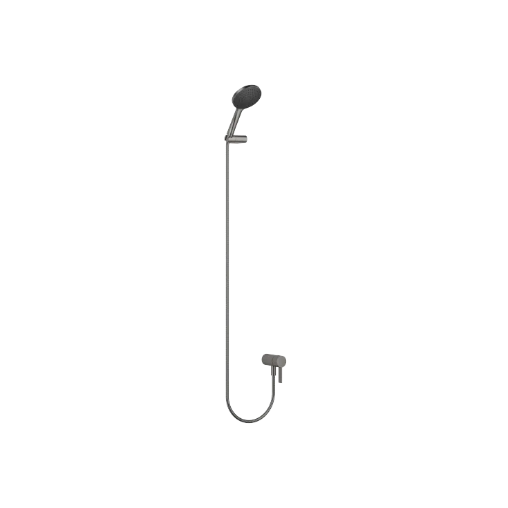 Concealed single-lever mixer with integrated shower connection with hand shower set - Brushed Dark Platinum - Set containing 2 articles