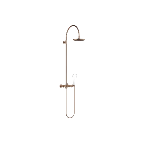 TARA Shower Pipe mit Brausebatterie ohne Handbrause FlowReduce 220 mm - Bronze gebürstet (PVD) - 26 632 892-42