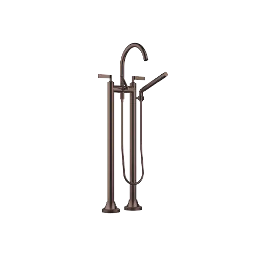 VAIA Two-hole bath mixer for free-standing assembly with hand shower set - Brushed Dark Bronze (PVD) - 25 943 819-43