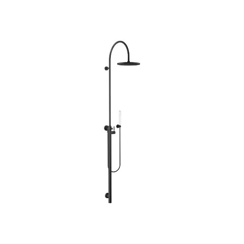 Shower system with single-lever shower mixer without hand shower FlowReduce - Matte Black - 26 025 661-33