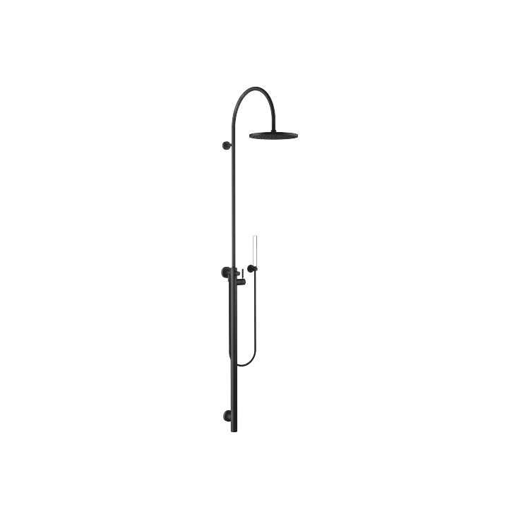 Stèle de douche avec mitigeur monocommande de douche sans douchette FlowReduce - Noir mat - 26 025 661-33