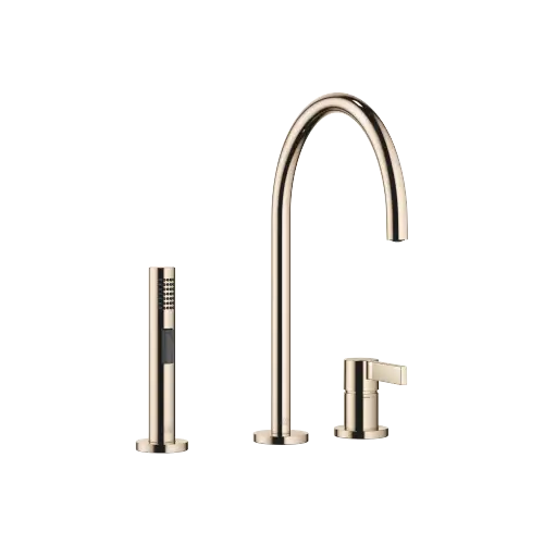 TARA ULTRA Two-hole mixer with individual flanges with side spray set - Champagne (22kt Gold) - Set containing 2 articles