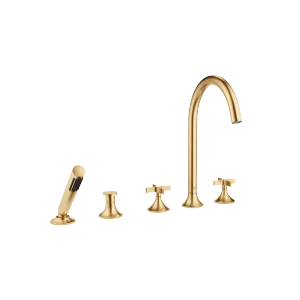 VAIA Five-hole bath mixer for deck mounting with diverter - Brushed Durabrass (23kt Gold) - 27 522 809-28 0050