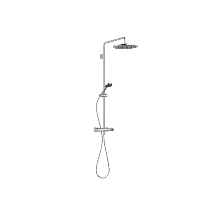 EDITION PRO Shower Pipe mit Brause-Thermostat - Chrom gebürstet - Set aus 2 Artikeln