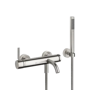 META Single-lever bath mixer for wall mounting with hand shower set - Brushed Chrome - 33 233 660-93
