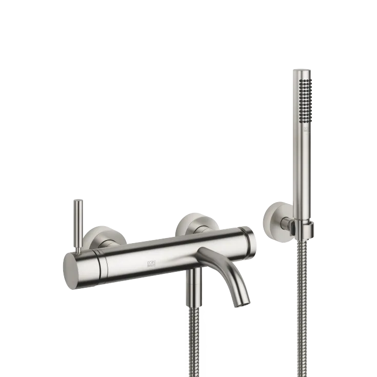 META Single-lever bath mixer for wall mounting with hand shower set - Brushed Chrome - 33 233 660-93