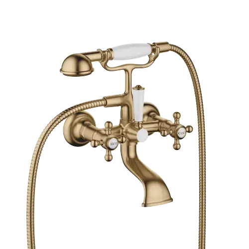 MADISON Bath mixer for wall mounting with hand shower set - Brushed Dark Brass (PVD) - 25 023 360-39 0050