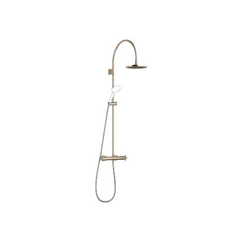 TARA Showerpipe with shower thermostat without hand shower FlowReduce 220 mm - Champagne (22kt Gold) - 34 463 892-47